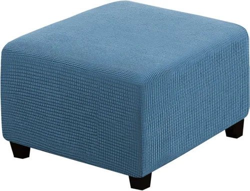 Vista 23 de ADPON Fundas otomanas cuadradas, fundas otomanas, protector de taburete de almacenamiento plegable, parte inferior elástica, tela jacquard de Negro