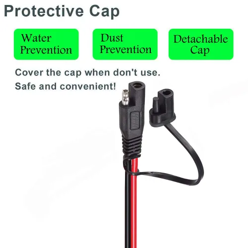 Vista 3 de Conector SAE, arnés de terminal SAE a junta tórica con fusible de protección de 15 A para seguridad, enchufe de desconexión rápida de 2 pines, cable