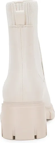 Vista 4 de Botines con elástico al tobillo y plataforma para mujer, tacón ancho, suela de lengüeta, antideslizantes, cómodos botines tipo Chelsea