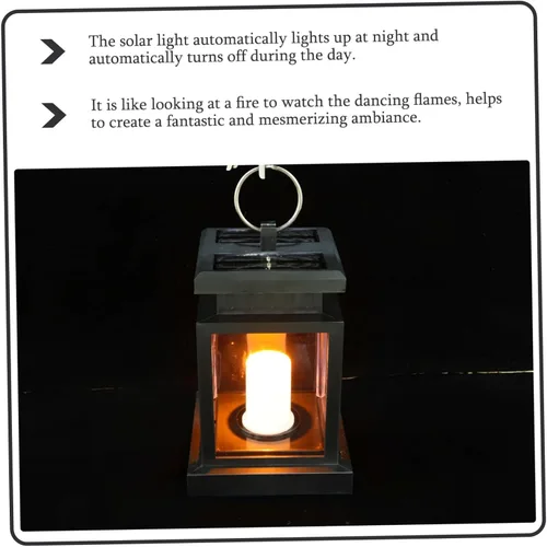 Vista 4 de Uonlytech Lámpara solar para poste de valla, lámparas solares para exteriores, para exteriores, Tiki solar con llama parpadeante, luces de poste