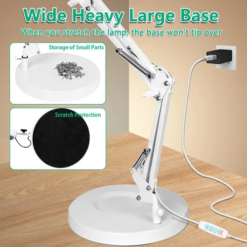 Vista 3 de Lámpara de lupa 10X con luz y soporte, lámpara de lupa LED 2 en 1, lupa con luz de 3 colores y atenuación sin escalones, lámpara de lupa de vidrio