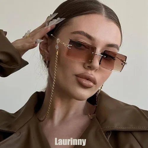 Vista 3 de Gafas de sol rectangulares para mujeres y hombres, sin marco, cuadradas, gafas de sol para hombre