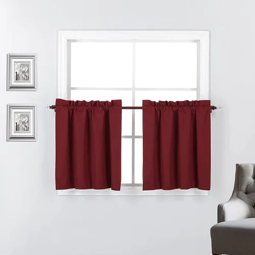 Vista 9 de 2 paneles de cortinas opacas con aislamiento térmico y forro blanco en la parte trasera para ventana de bloqueo de luz para cualquier ventana