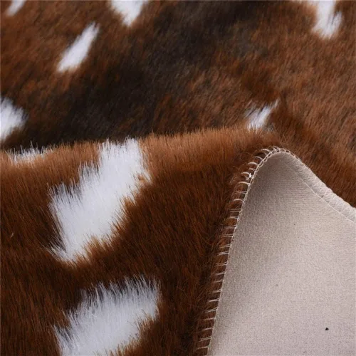 Vista 8 de Deer Rug - Tapete de piel de vaca sintética con estampado de ciervos Sika para sala de estar (6.1 x 5 pies)
