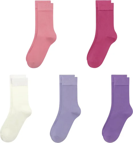 Vista 15 de SERISIMPLE Calcetines de bambú de viscosa para niños, calcetines escolares antiolor para niños y niñas, uniforme, ligeros, con costuras planas, 5