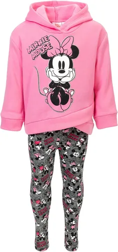 Vista 4 de Disney - Conjunto de sudadera con capucha y leggings de vellón de Minnie Mouse y Mickey Mouse para niños pequeños y grandes