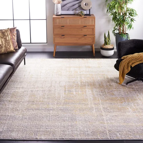 Vista 27 de SAFAVIEH Adirondack Collection - Alfombra de pasillo de 2 pies 1 pulgada x 8 pies, beige y pizarra, diseño abstracto moderno, no desprende pelusa
