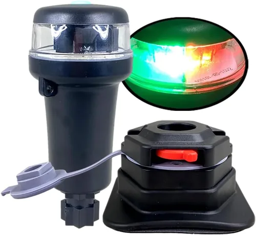 Vista 11 de Pactrade Marine Luces de navegación para barcos LED - Luces de navegación rojas y verdes alimentadas por batería para barcos - Adaptador y soportes