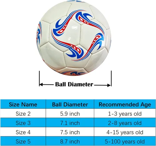 Vista 3 de ABAJI Pelota de Fútbol Tamaño 3 4 5 Pelotas de Entrenamiento de Práctica Regalo Cuero Más Grueso Anti Explosión para Interior y Exterior Viene