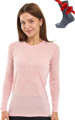 Vista 12 de 100% lana merino capa base mujer - camisa térmica de manga larga con 165 gris carbón