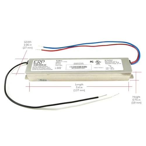 Vista 2 de SIRS-E ERP VLM100W-24 Voltaje constante DC Power Compact LED Driver 24V 4A 96W UL Clase P para luces LED e iluminación