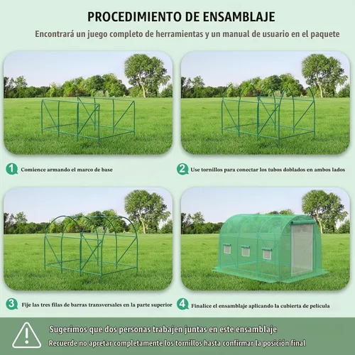 Vista 5 de Grezone Invernadero para exteriores, casa verde para invierno al aire libre, resistente, con puertas de pantalla con doble cremallera y 6 ventanas