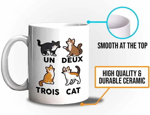 Vista 5 de Bubble Hugs Cat Lovers Taza de café de 11 oz color blanco – un deux trois cat – Propietario de mascotas Gatito Paw Furkids Felidae Persa Maine Coon