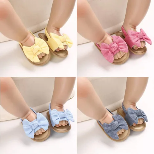 Vista 2 de COSANKIM Sandalias de verano para bebés y niñas con suela suave de flores, zapatos de vestir para cuna, recién nacidos, para recién nacidos