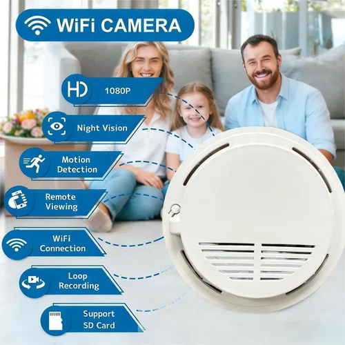 Vista 3 de Detector de humo manual de cámara oculta – Gran angular de 150°, detección de movimiento, visión nocturna, 5000mAh y 2.4G WiFi hecho a mano, ideal