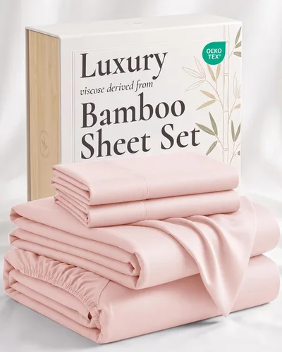 Vista 28 de Hotel Sheets Direct - Juego de sábanas 100% viscosa derivada de bambú tamaño individual - sábanas refrescantes con 1 funda de almohada 01-Blanco