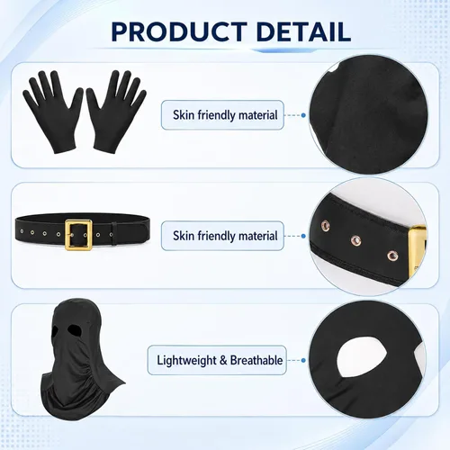 Vista 4 de Hercicy 4 piezas de disfraz de verdugo para hombre, capucha de Halloween