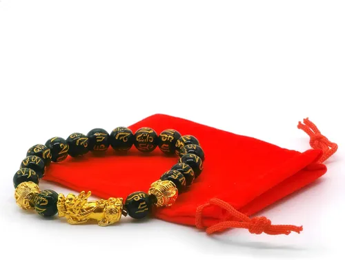 Vista 6 de Pulseras tradicionales Feng Shui Pixiu de la buena suerte para hombres y mujeres. Pulsera de piedras preciosas naturales de curación de energía