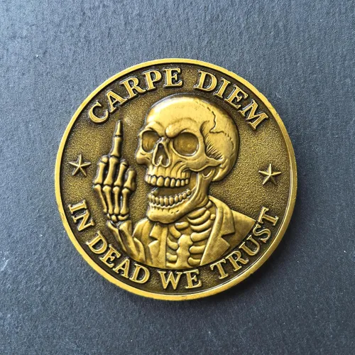 Vista 7 de Memento Mori Challenge Coin Carpe Diem Ficha de bolsillo Regalo motivacional