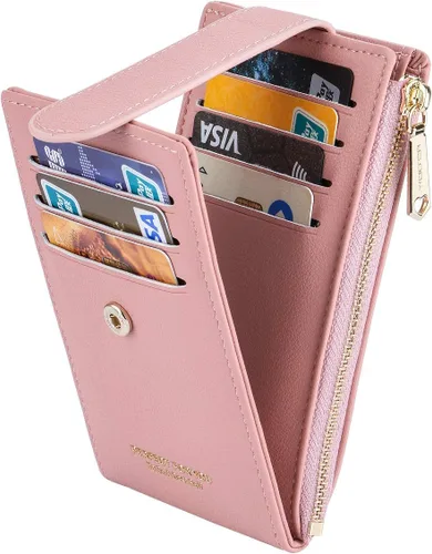 Vista 7 de CYANB RFID titular de la tarjeta de la cartera para las mujeres delgadas de la cremallera de la tarjeta de los casos de los organizadores