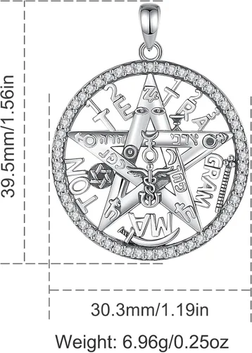 Vista 16 de CELESTIA Colgante de plata de ley 925, anillos de tetragrammaton, collar masónico, joyería de pentagrama para mujeres y hombres