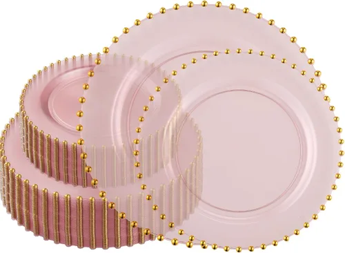 Vista 37 de Plasticpro - Juego de platos combinados de 32 piezas de plástico para cena, platos desechables de plástico elegantes y resistentes para fiestas de 7