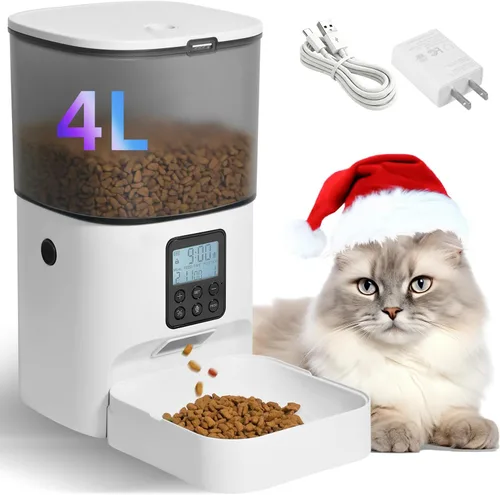 Vista 10 de Comedero automático para gatos, dispensador de alimentos Blanco