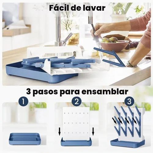 Vista 5 de Estante de secado de biberones: soporte vertical para botellas grandes que ahorra espacio, estante de secadora de pie Boon, accesorio para bebés