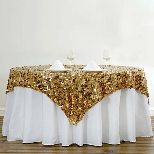 Vista 21 de Efavormart Manteles Superpuestos de Lentejuelas Payette Grandes Premium de 72 pulgadas para Decoraciones de Mesa de Bodas, Banquetes, Catering