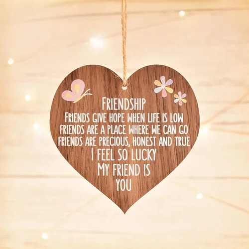 Vista 4 de I’m lucky my friend is you best friends wooden hanging heart sentimental inspirational gift for cheer up women friendship present uk her