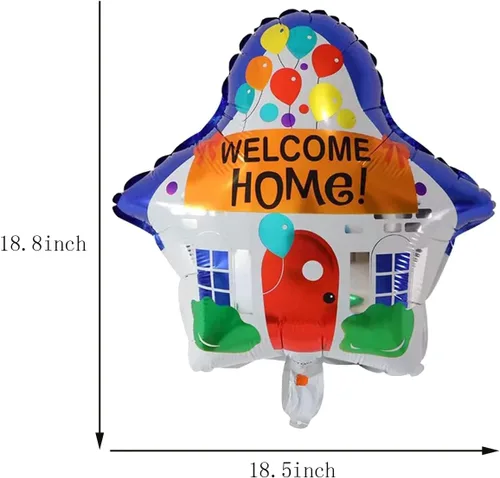 Vista 3 de LYST 5 globos de papel de aluminio de bienvenida para el hogar con globos en forma de casa para decoración de fiestas, decoración del hogar