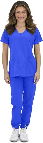Vista 2 de Green Town Conjunto médico de 2 piezas para mujer, ajuste delgado, 4-Flex