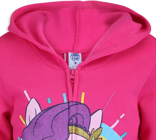 Vista 3 de My Little Pony Hasbro - Conjunto de camiseta de manga corta con capucha y pantalones para niñas pequeñas y grandes, color rosa, blanco y azul
