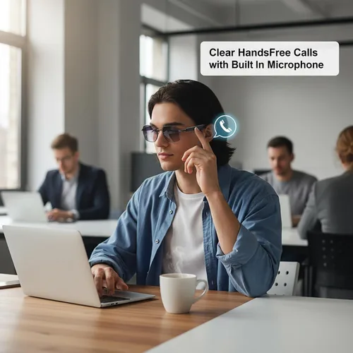 Vista 4 de Gafas inteligentes para hombres y mujeres, anteojos Bluetooth con micrófono y altavoces, gafas de audio de carga rápida compatibles con asistente