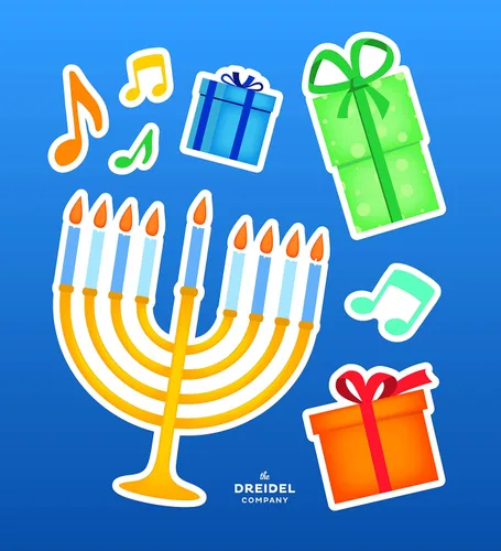 Vista 4 de The Dreidel Company Calcomanías grandes de Hanukkah para ventana, 48 calcomanías de Janucá temáticas de Janucá