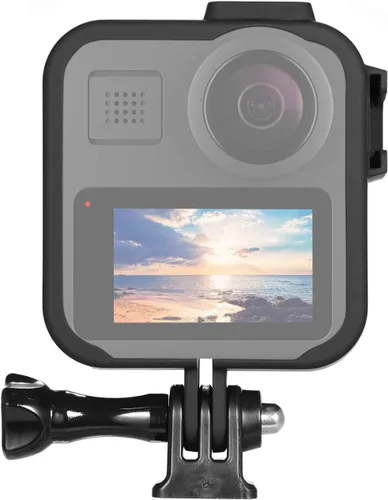 Vista 3 de Andoer Funda de cámara de acción para cámara de plástico con marco protector de carcasa de vlog con soportes dobles de zapata fría para cámara