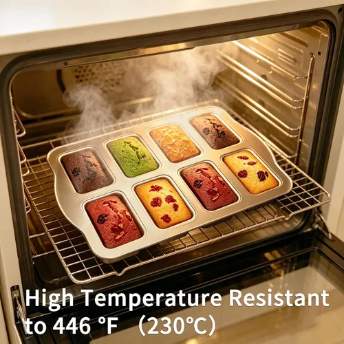 Vista 5 de Mini moldes para hornear – Sartenes antiadherentes para hornear pasteles caseros, molde de acero al carbono para pan de plátano, pastel de carne