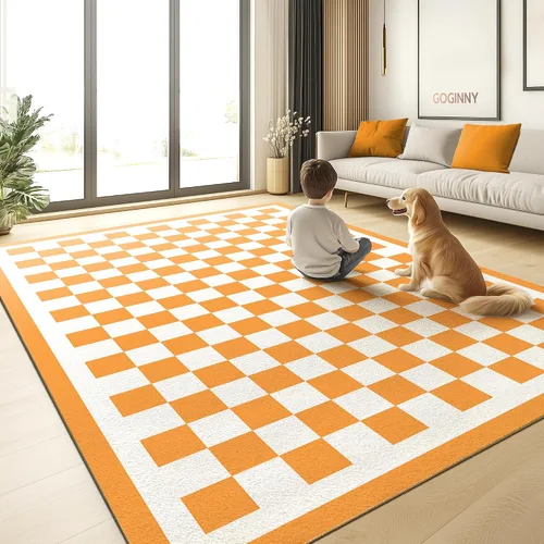 Vista 14 de Alfombra moderna lavable de 5x7 para sala de estar, alfombra grande minimalista artística abstracta en blanco y gris, alfombra de pelo bajo ultra