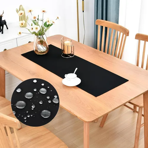 Vista 31 de Faux Linen Small Table Runner Water Resistant 13 x 36 in, Brown Farmhouse Short Table Runners, Coffee Table Runner, Dresser Runners for Bedroom