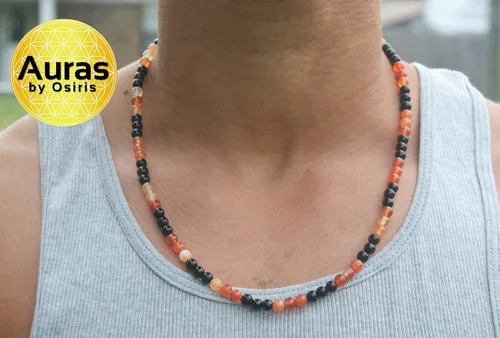 Vista 30 de Collar de cristal de obsidiana negra hecho a mano, collar de cuentas de piedras preciosas naturales auténticas, curación, protección, talismán mala