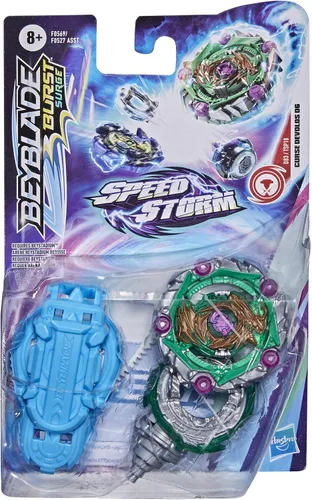 Vista 2 de Beyblade Burst Surge Speedstorm Curse Devolos D6 Spinning Top Starter Pack – Balance Type Battling Game Top con lanzador, juguete para niños