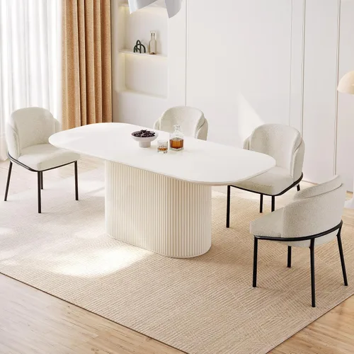 Vista 18 de Juego de mesa de comedor ovalada de 62.99 pulgadas para 4, juego de mesa de cocina de 5 piezas, mesas de comedor modernas con 4 sillas para cocina