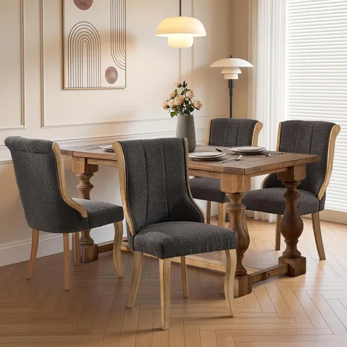 Vista 50 de SoarFlash Juego de 2 sillas de comedor de terciopelo, silla lateral de respaldo alto, silla lateral moderna tapizada de alta gama con botones Beige