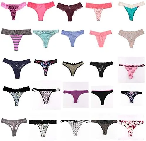 Vista 4 de UWOCEKA Tangas sexys para mujer variedad de camisetas en T paquete de 10 unidades ropa interior sexy con cuerdas G bragas de encaje tanga