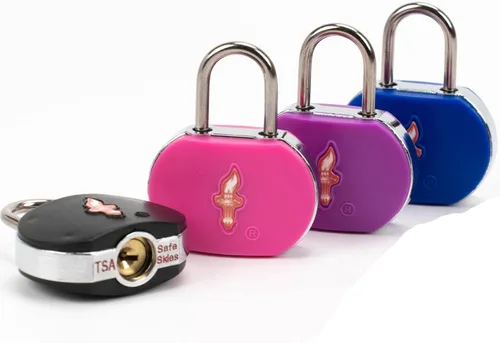 Vista 4 de Paquete de 4 candados de equipaje aprobados por la TSA con llave, cerradura de viaje aprobada por la TSA, cerradura de maleta aprobada por la TSA