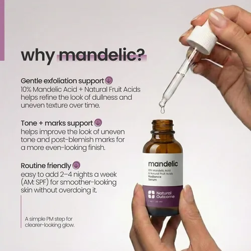 Vista 6 de Suero de ácido mandélico 10% Facial AHA antienvejecimiento con ácido hialurónico Dirige líneas finas, manchas oscuras y arrugas aclara el acné