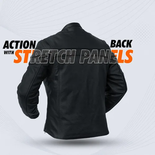 Vista 7 de Daniel Smart - Chaqueta de cuero negro para hombre, con cuello mandarín, con bolsillos interiores