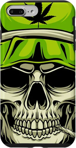 Vista 9 de iPhone 15 Cráneo Con Sombrero Ilustración - Hoja de Cannabis Weed THC CBD Case