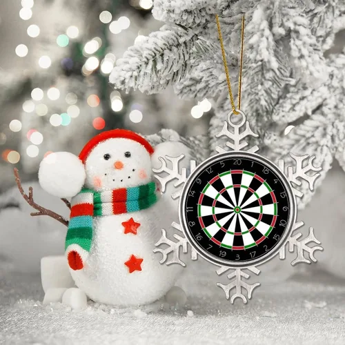 Vista 6 de Adorno de copo de nieve de peltre personalizado para decoración de árbol de Navidad