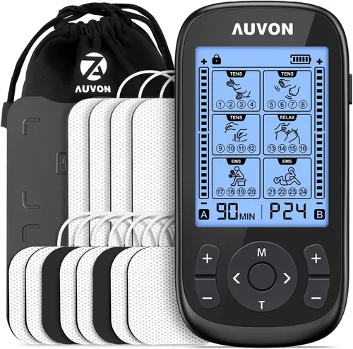 Vista 10 de AUVON Estimulador muscular TENS 3 en 1, máquina de masaje EMS con 40 intensidades para hombros graduales, ciática, alivio del dolor de espalda, 24